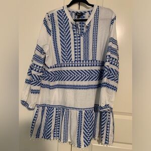 Maiu St summer boho short dress / blue geometric shapes size 1x